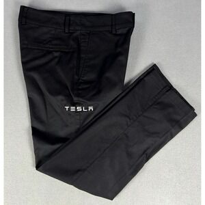 Tesla Pants Mens 28x30 Black Embroidered Logo Garage Mechanic Workwear NWOT